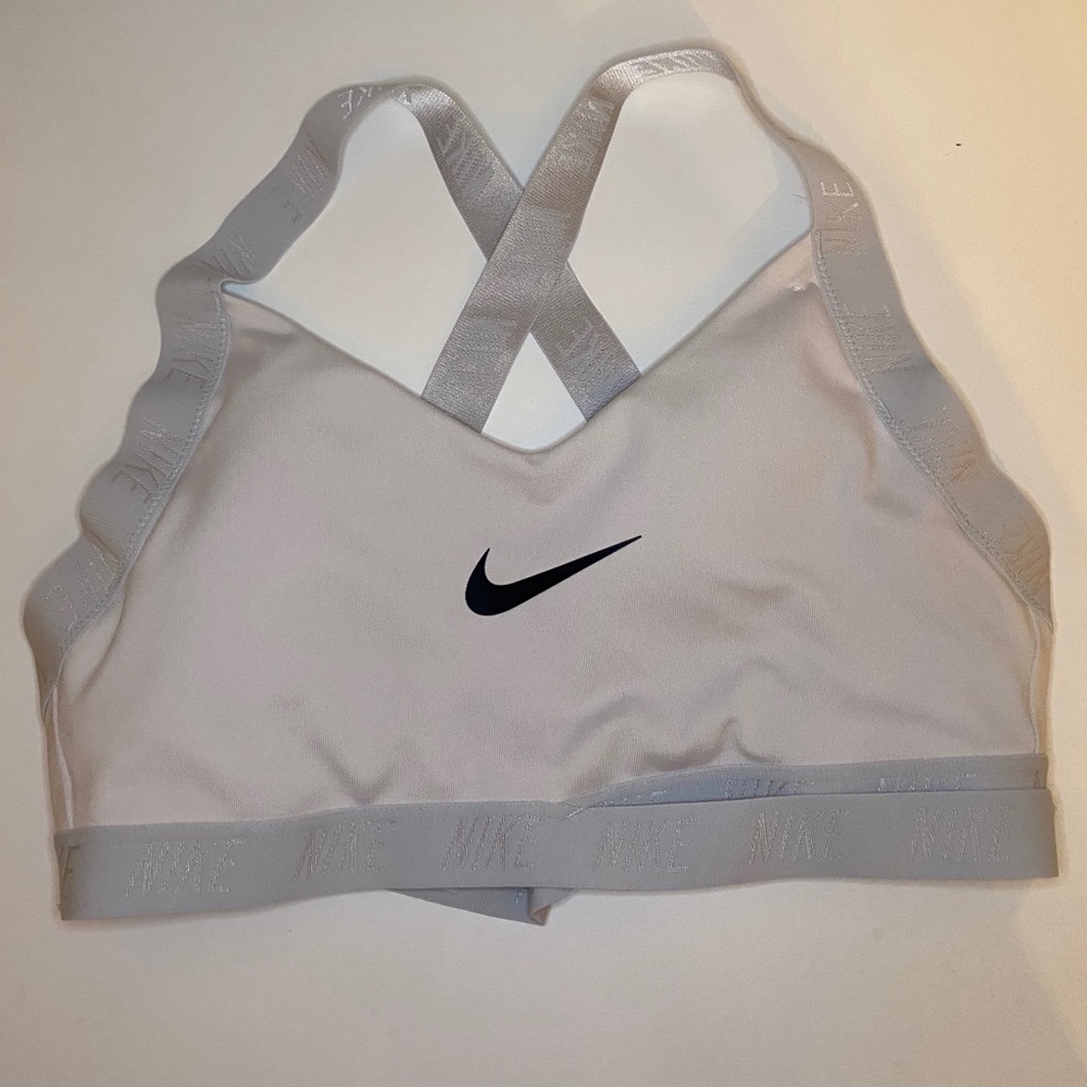 Nike white crisscross back sports bra